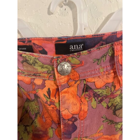 Ana Skinny Floral Cotton/Spandex Watercolor Jeans - Picture 7 of 10